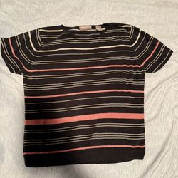 Valerie Stevens Black and Cream Striped Top Size M