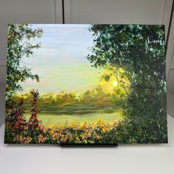 The Golden Hour 9" X 12" Landscape Acrylic Nature Painting
