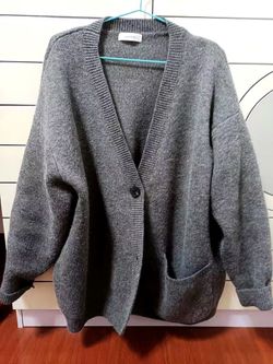 Small Gray Button-Front Cardigan Sweater firm price