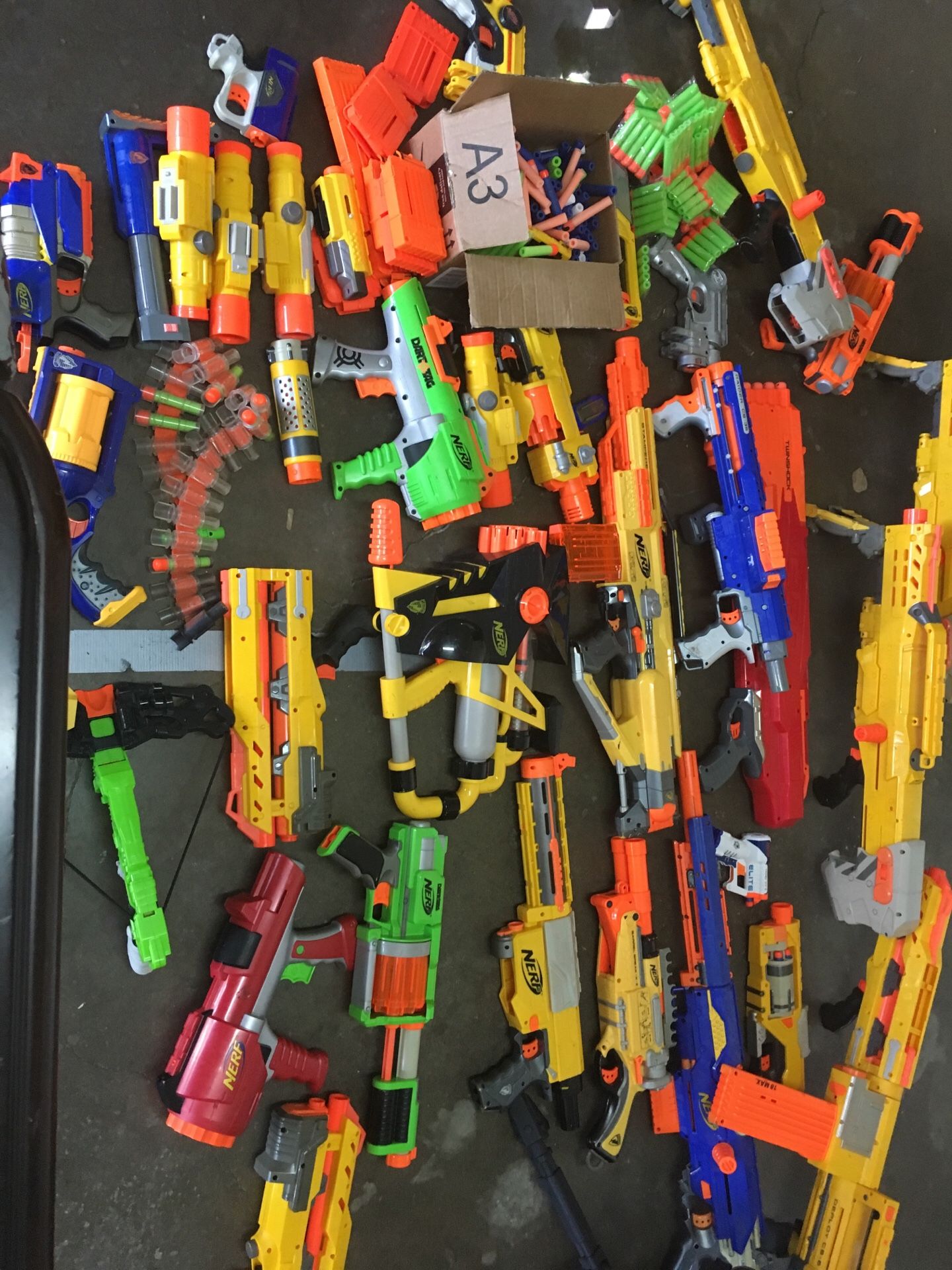 30 nerf guns and over 200 bullets