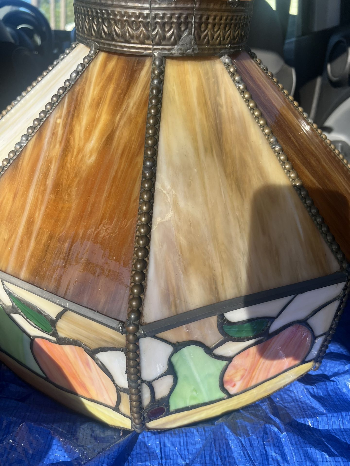 Antique Stained Glass Chandelier