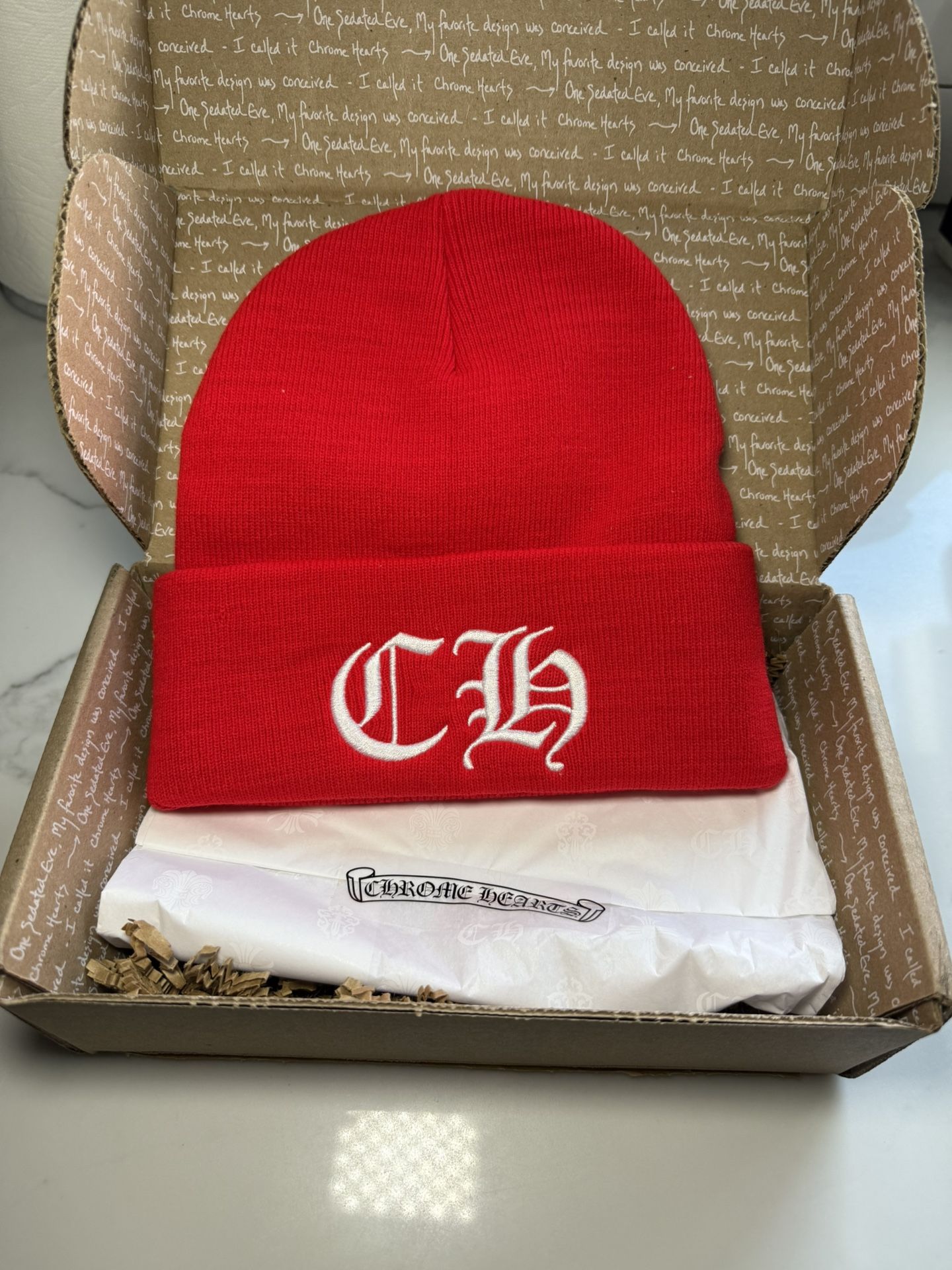 Chrome Hearts red beanie