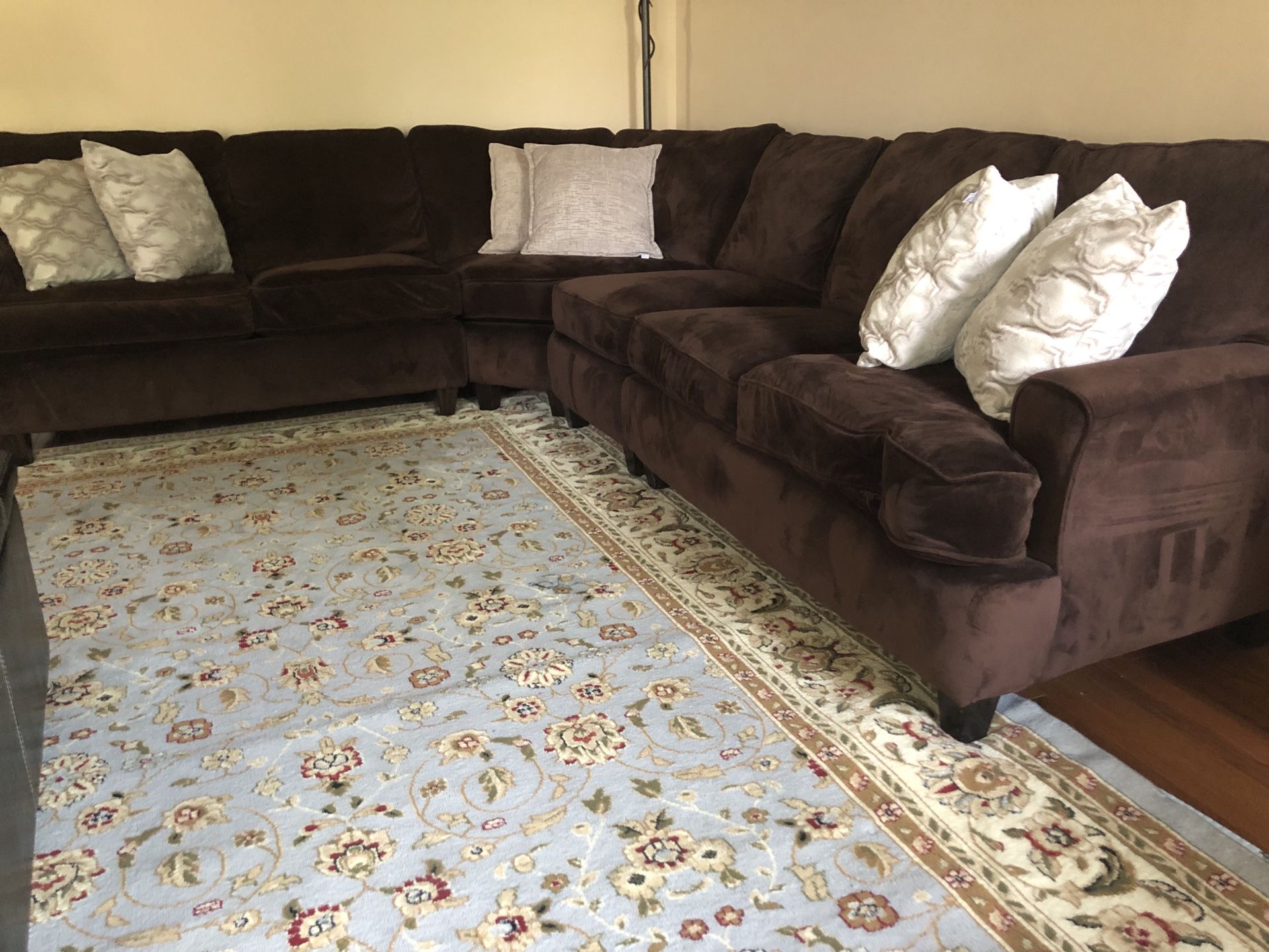 Brown Stain resistant fabric sectional - couch