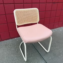 Pink Leather Cane Chair