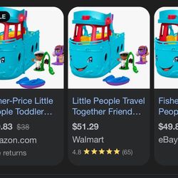 Little People Travel Together Friend Ship Vehicle Playset with Captain Beau & Mia Figures