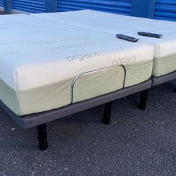 King Size Bed ! Split King Bed ! Sleep Science Latex 9 Inch Mattresses With Sleep Science Adjustable Bases! Organic Cotton Natural Latex ! Free Delive