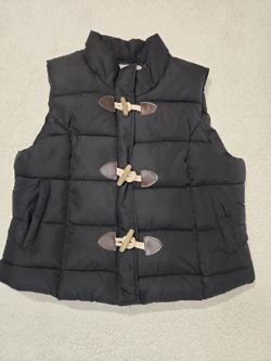 Arizona Jean Company Black Puffer Vest Full Zip Rope Buttons Men's Size Xl