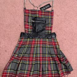 New Xs dolls kill current mood dress skirt plaid punk goth gothic emo pleated