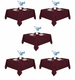 LAST SET! 5-Pack Burgundy Tablecloths 70x70” - ONLY $30 Firm! DON’T MISS!