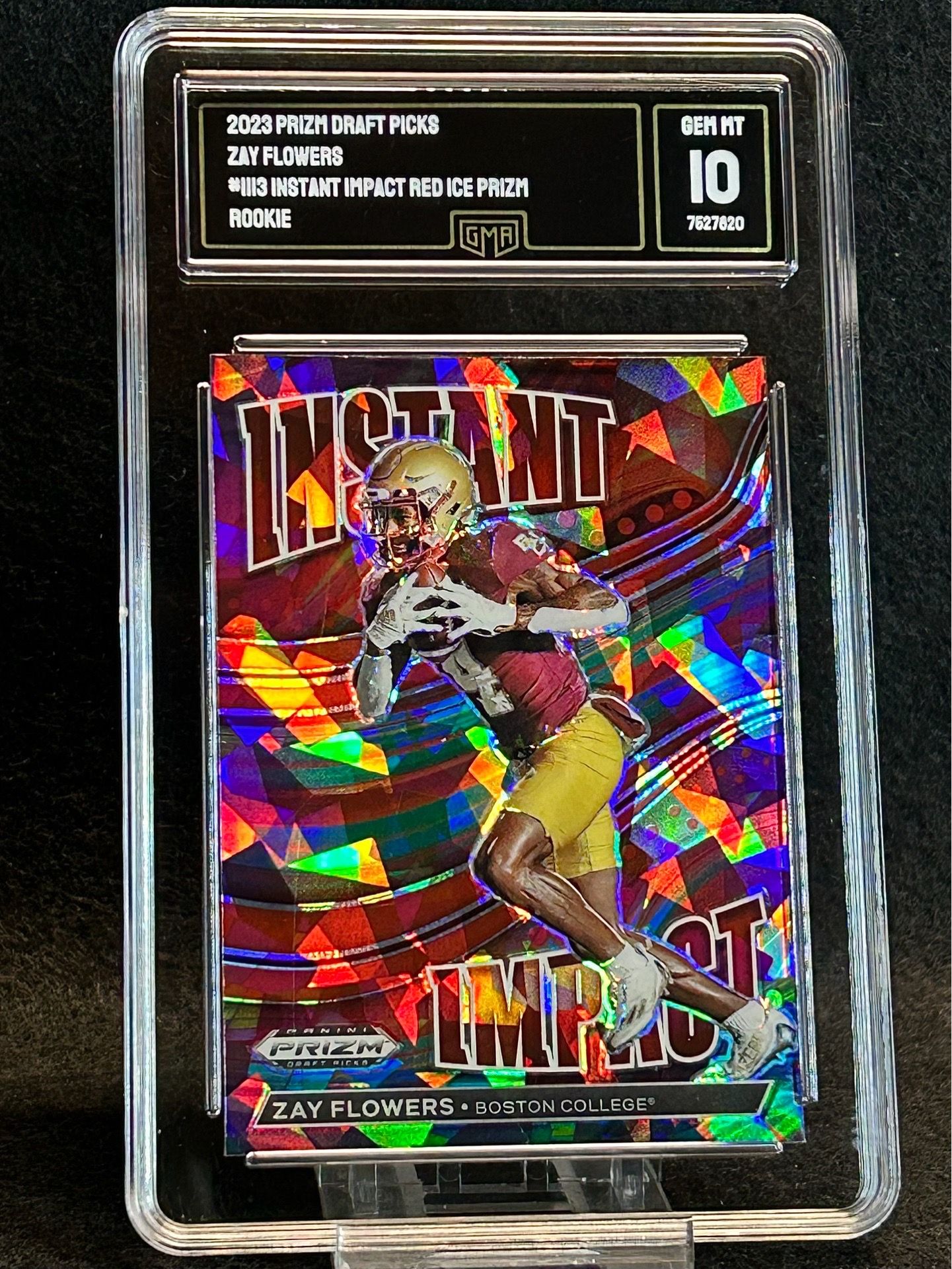 2023 Prizm Draft Picks ๐ฅ Zay Flowers ๐ฅ Instant Impact Red Ice Prizm Rookie GMA 10 ๐ Mint - Baltimore Ravens