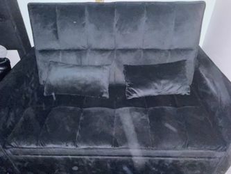 3-In-1 Convertible Sleeper Sofa Bed With Adjustable Backrest,''Modern Velvet Pull Out Couch Sofa Bed With 2 Pollows