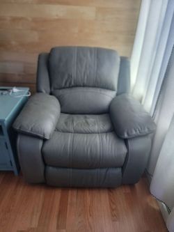 Gray leather recliner