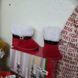 Little Me Size 3 Baby  Santa Boots Like New 