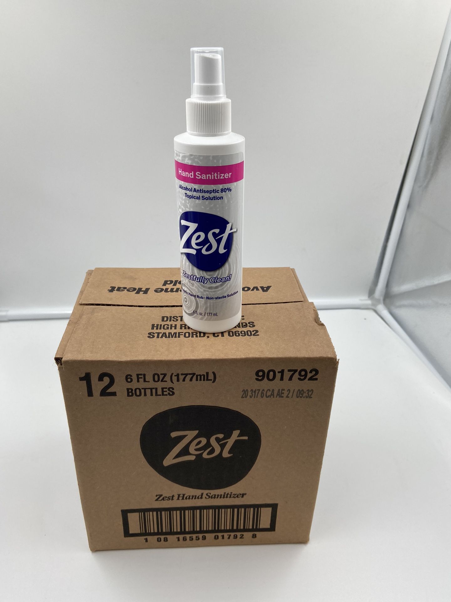 Zest Hand Sanitizer Spray 80% Alcohol Box Of 12 Bottles