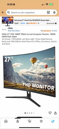 crua 27 inch curved monitor