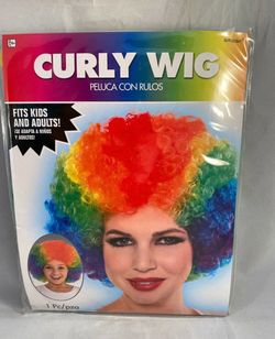 Amscan Rainbow Curly Afro Wig adults, and kids Halloween Costume