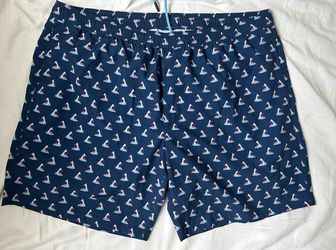 LRD Performance Swim Trunk Men 2XL Blue Shark All Over Print AOP Lined Stretch