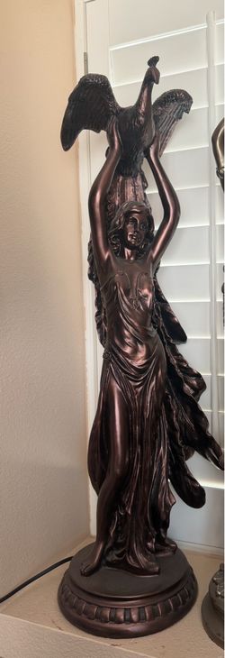 Art Nouveau Lady with Peacock Statue