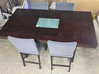 Dark Wood Counter Height Dining Table with Chairs