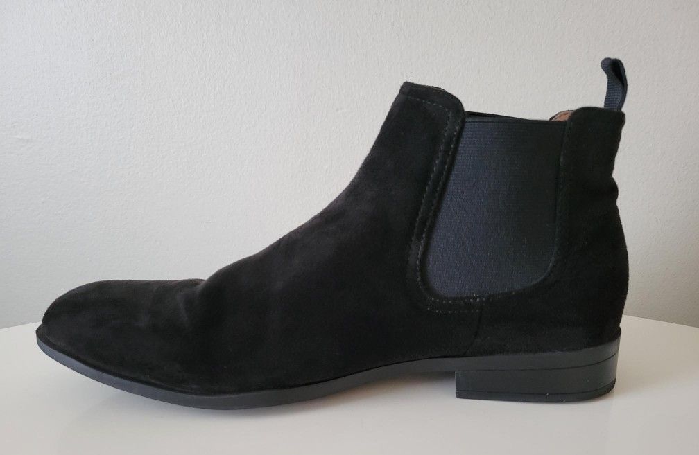 Men's Black Faux Suede Dress Boots, Size 8.5 