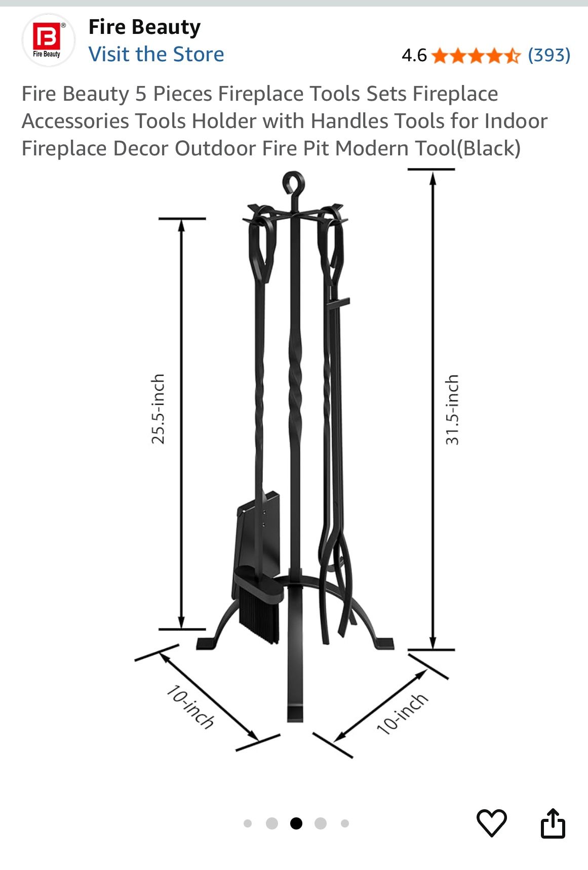 5 Piece Fire Place Tool Set