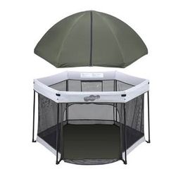 New Pamo Babe Baby Playpen with Sun Protection Canopy - Indoor & Outdoor Play Yard for Babies