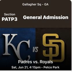 1 Padre Ticket For Saturday 6/21 Against Royals