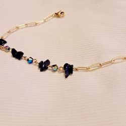 Blue Sandstone Gemstone Beaded Link Bracelet