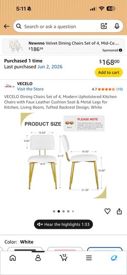 4 dinning chairs