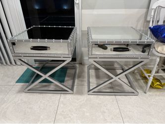 mirror night tables. 22x22