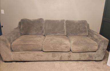 3-Seat Gray Fabric Sofa