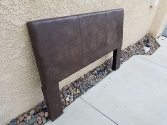 Brown Leather Queen Headboard With Hidden Compartments
