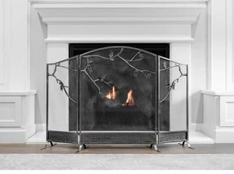 3-Panel Fireplace Screen Panel Mesh