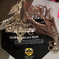 Masquerade Metal Lace Golden Mask New Women’s