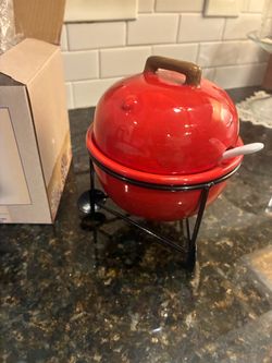 Grill Ceramic Condiment Holder/Spoon.  Sold Originally at Cracker Barrel. HTF No longer available!
