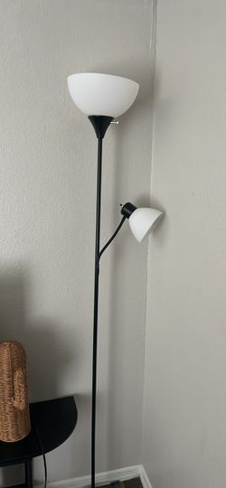Black Torchiere Floor Lamp with Reading Light