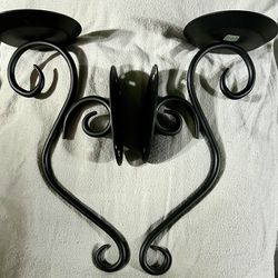 Wall Scroll Sconce Pillar Candle Holder