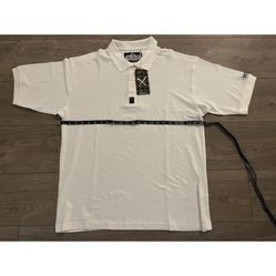 NWT New Men’s Red Jacket Golf Polo Shirt White Size 4 Large 100% Cotton Impact