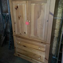 Solid Wood Entertainment  Center With 2 Drawers