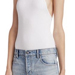ALEXANDERWANG Hybrid Knit & Denim Halter Dress