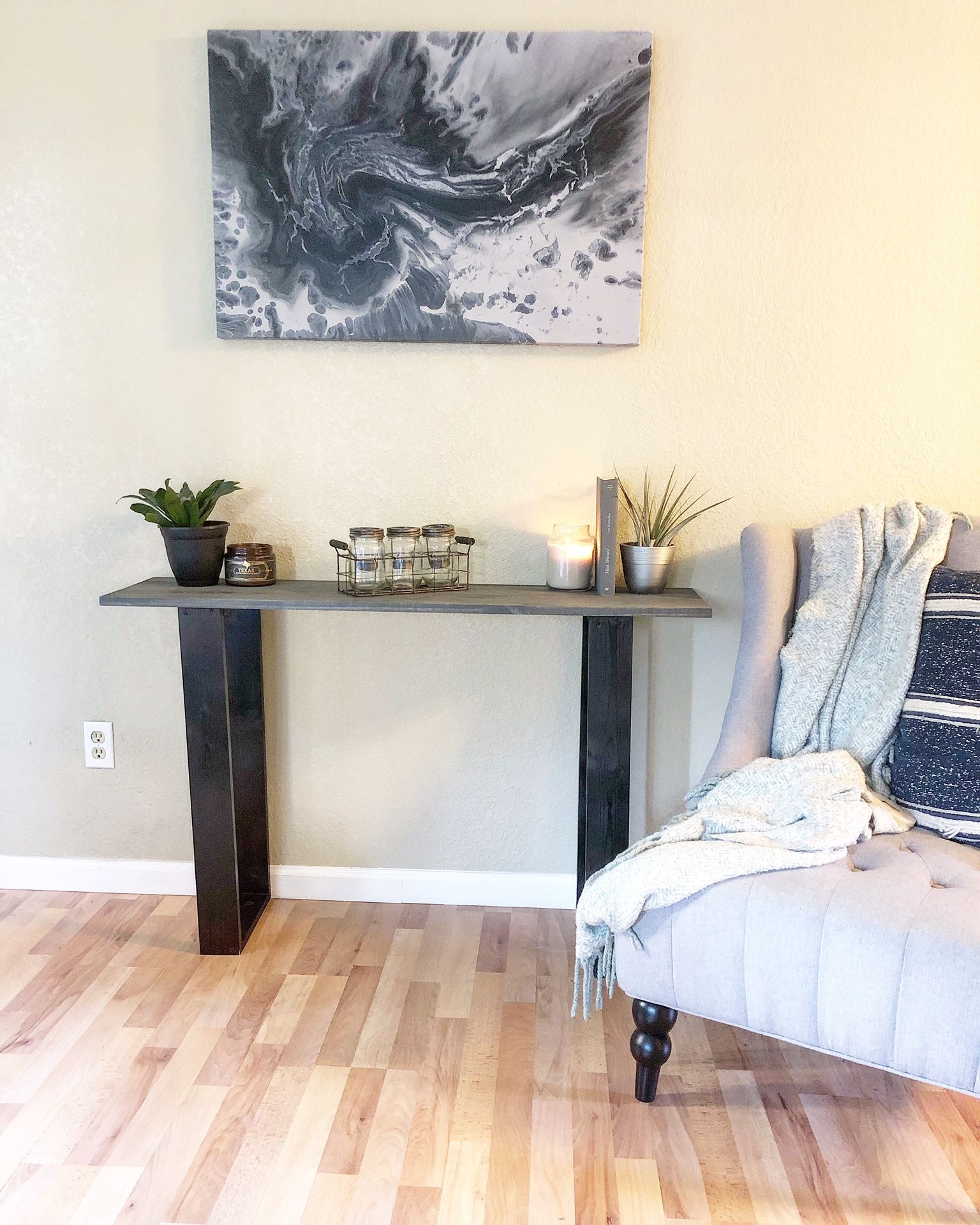 Rustic dark grey entry table