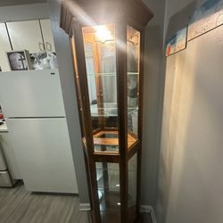 Lighted Corner Curio Cabinet With Glass Shelves