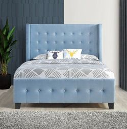 Velvet upholstered Queen bed w/Speaker & USB charger in various colors