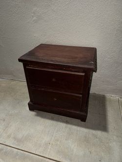 Dark Wood 2-Drawer Nightstand