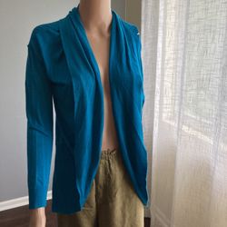 Worthington Turquoise Cardigan, Open Front, Medium