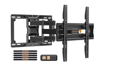 (606060-17) Perlegear Full Motion TV Wall Mount for 26-74 inch TVs, Height Adjustable TV Mount, Pre-Assembled Wall Mount TV Bracket with Tool-Free Til