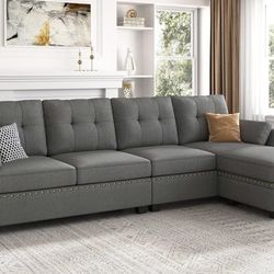 Gray Low Sitting L Shaped Couch With Storage 