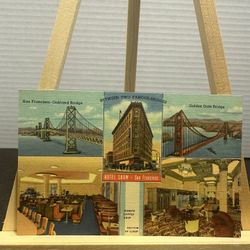 Vintage 1941 San Francisco Hotel Shaw Bridges Postcard Curt Teich Linen 1B-H145