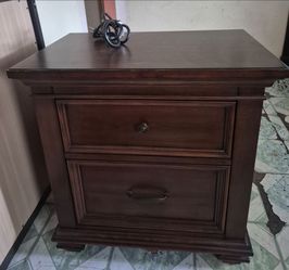 Wooden  Conner power nightstand  with drawers..See All The Pictures