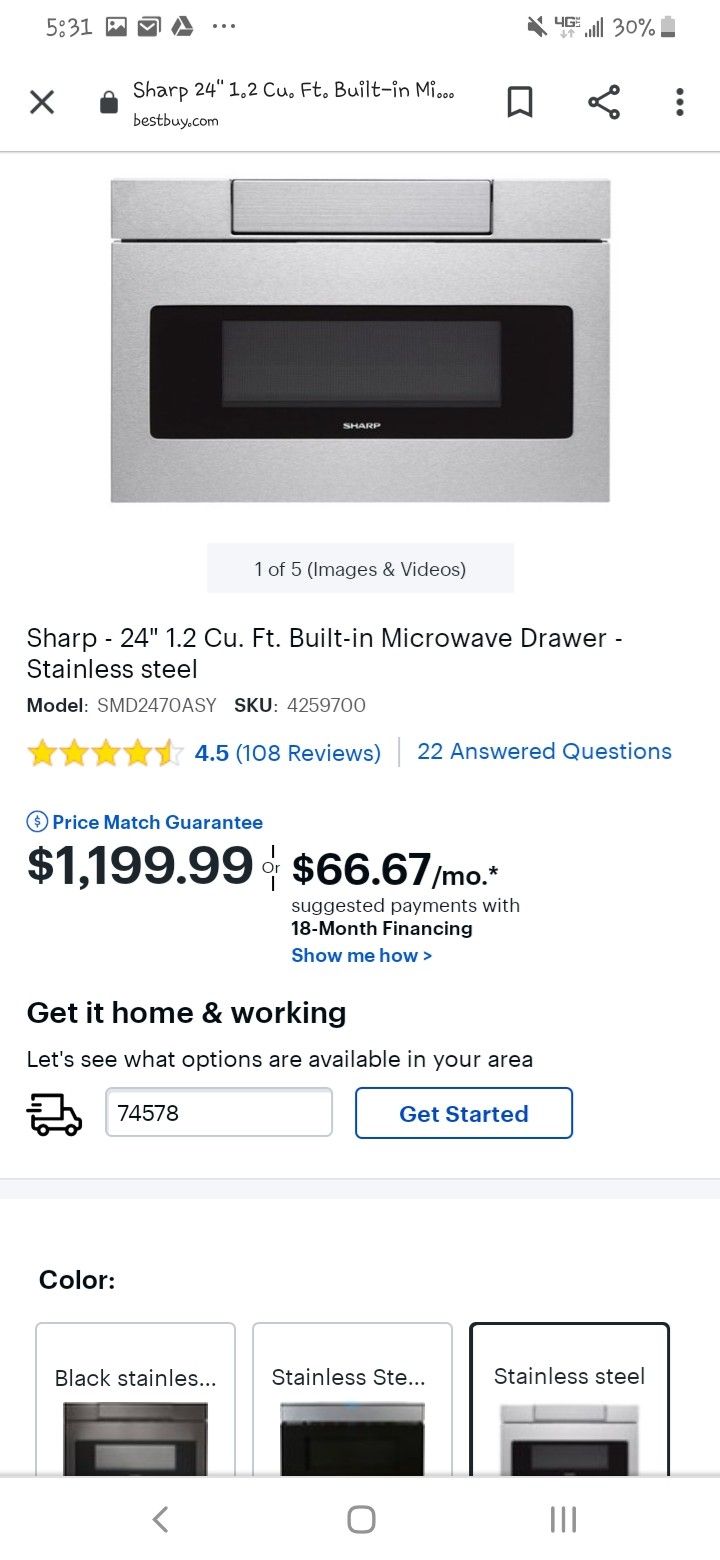 Sharp slide drawer Microwave